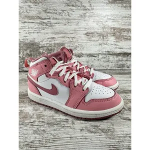 Youth Nike Air Jordan 1 Mid 'Valentines Day' Pink/White Sneaker Sz 11C Athletic