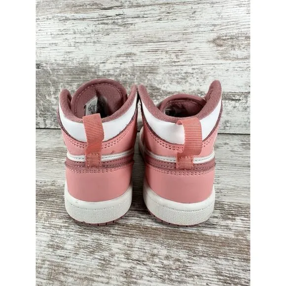 Youth Nike Air Jordan 1 Mid 'Valentines Day' Pink/White Sneaker Sz 11C Athletic