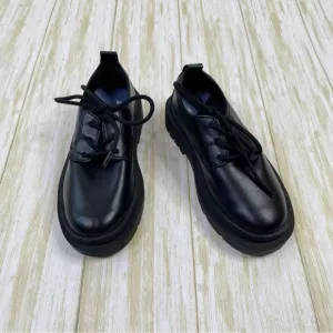 Zara Black Leather Tie Loafer Shoes