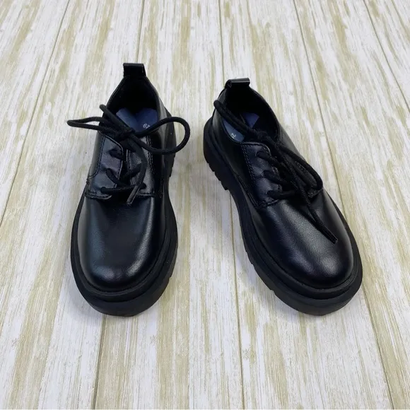 Zara Black Leather Tie Loafer Shoes