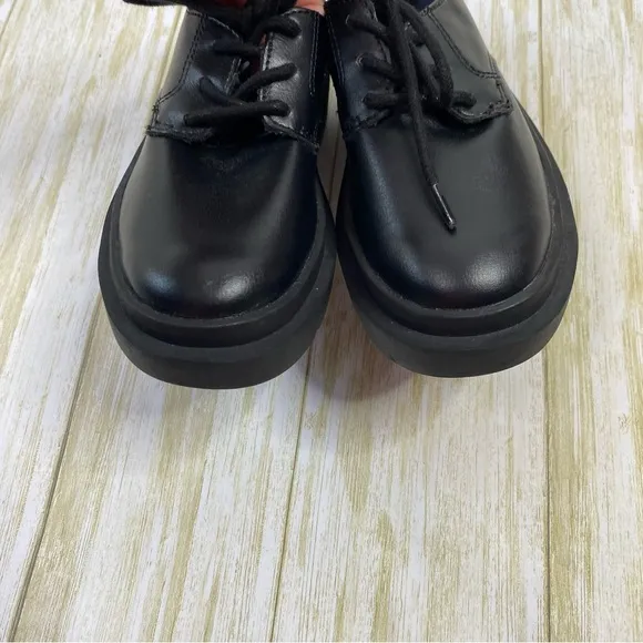 Zara Black Leather Tie Loafer Shoes