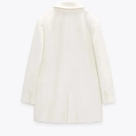 Zara Double Breasted Wool Blend Oversized Coat Ecru