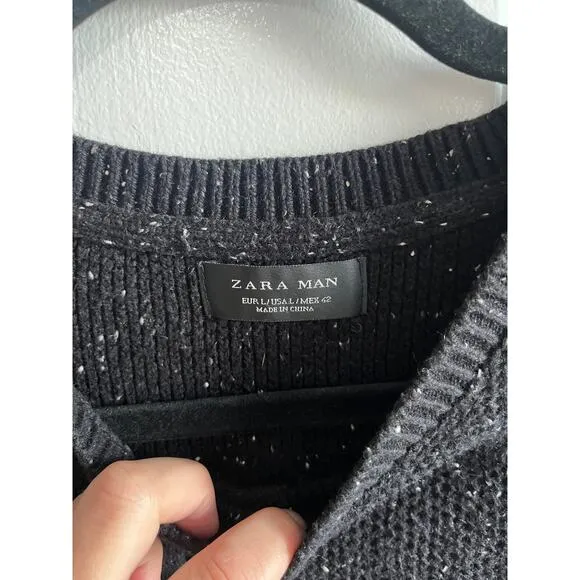 Zara Man black Knitted sweater size large