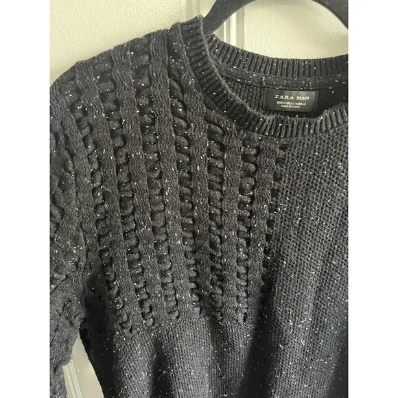 Zara Man black Knitted sweater size large