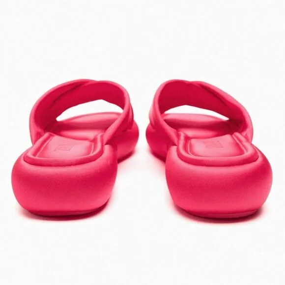 Zara Pink Crossed Fabric Flat Sandals Shoes